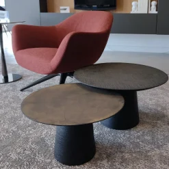 Fungo Small Round Coffee Table With Gold Leaf On Spatulated Resin Top