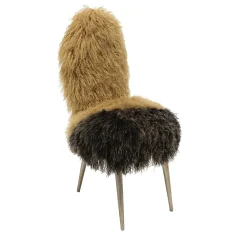 Furry vintage chair beige and black