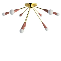 Galassia 9-Light Pink Metal & Brass Ceiling Lamp