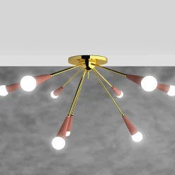 Galassia 9-Light Pink Metal & Brass Ceiling Lamp