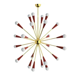 Galassia 24-Light Red Metal & Brass Chandelier