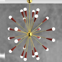 Galassia 24-Light Red Metal & Brass Chandelier