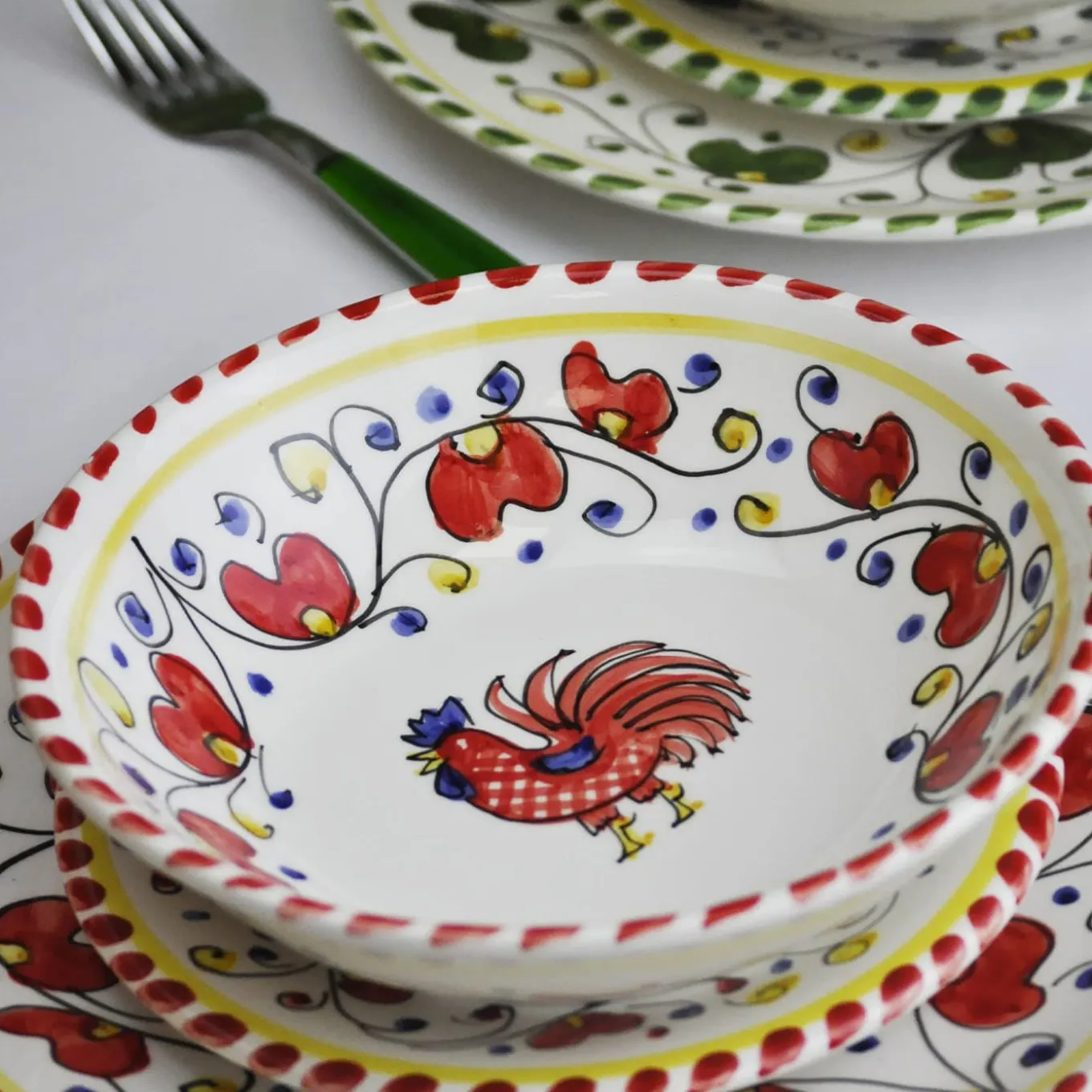 Galletto Red Set of 18 Plates