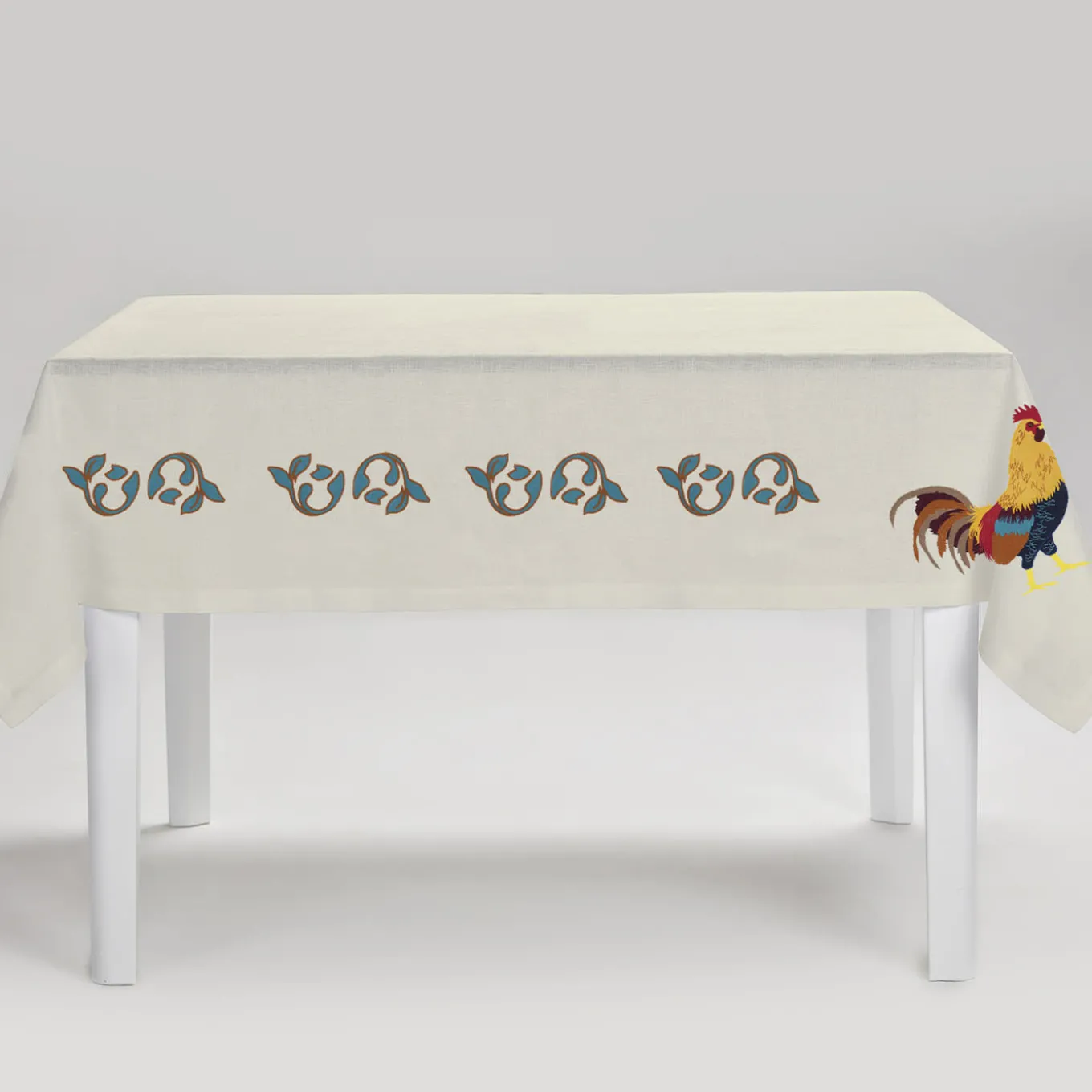 Gallo Multicolor Rectangular Ivory Tablecoth