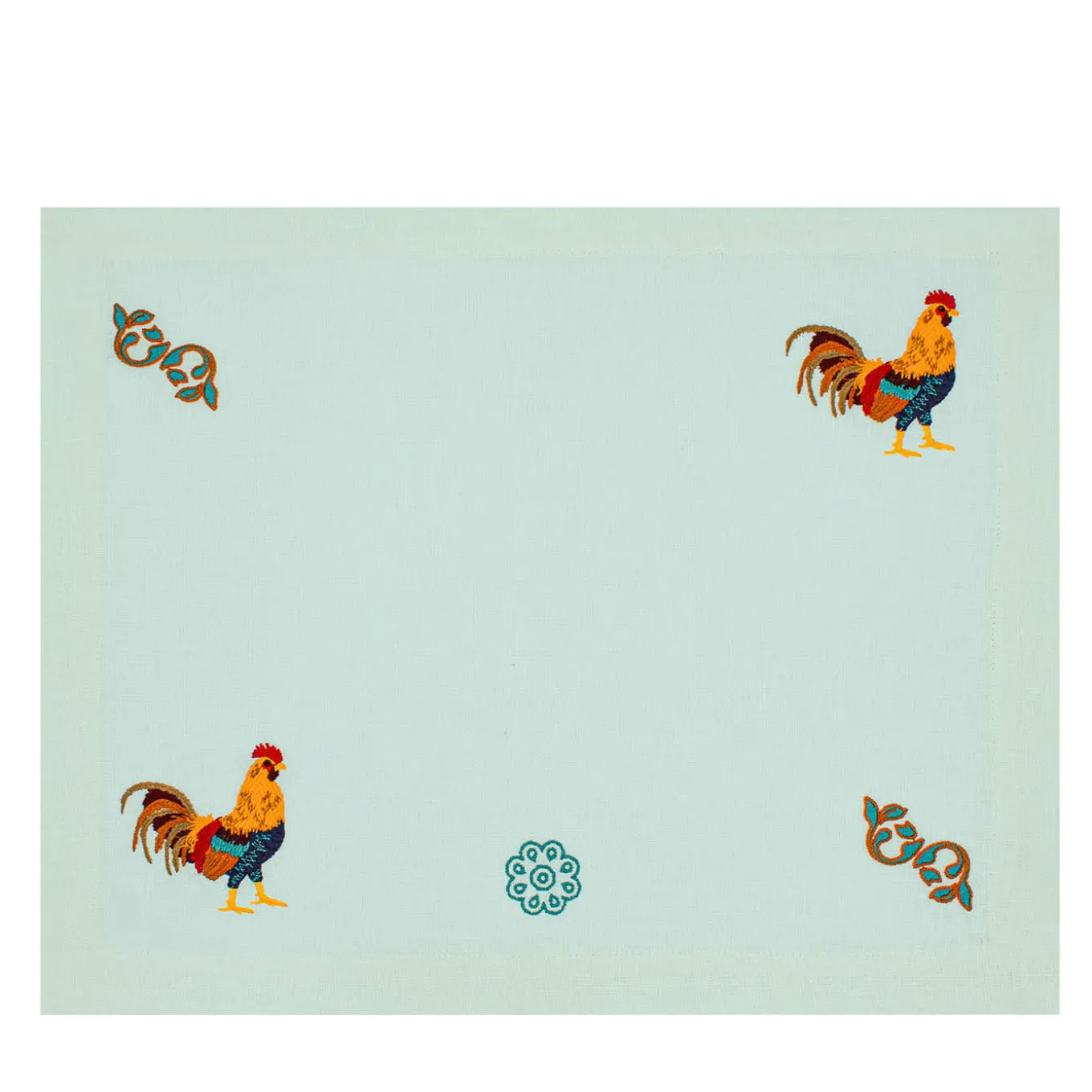 Gallo Multicolor Set of 2 Embroidered Pastel-Green Table Mats