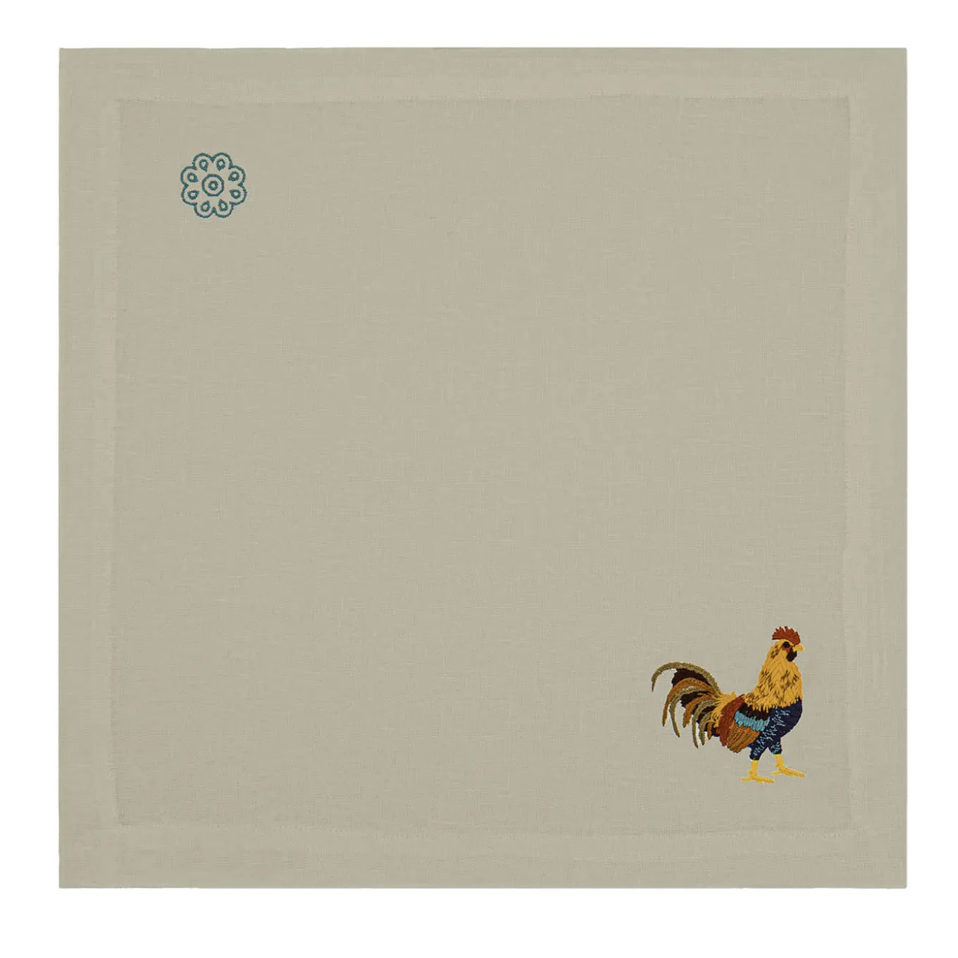 Gallo Multicolor Set of 6 Embroidered Taupe Napkins