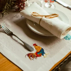 Gallo Multicolor Set of 2 Embroidered Ivory Table Mats