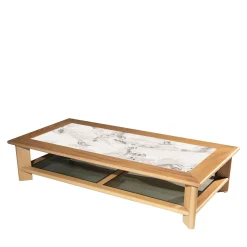 Galloway Outdoor Coffee Table White Marble Wood