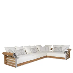 Galloway White Vivienne Fabric Angular Outdoor Sofa