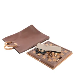 3-Game Inlaid Canaletto & Walnut Chessboard