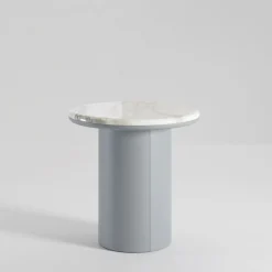 Gemini Leather And Calacatta Marble Side Table