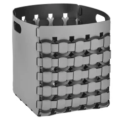 Geometria Gray And Black Leather Basket