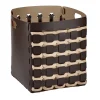 Geometria Large Chocolate and Cappuccino Leather Basket