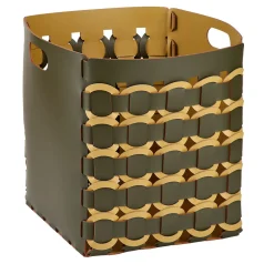 Geometria Olive And Mustard Leather Basket