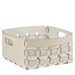 Geometria Panna Cotta and White Leather Basket