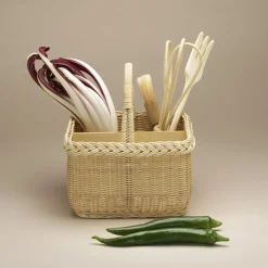 Gerbera 4-Slot Flatware Wicker Basket