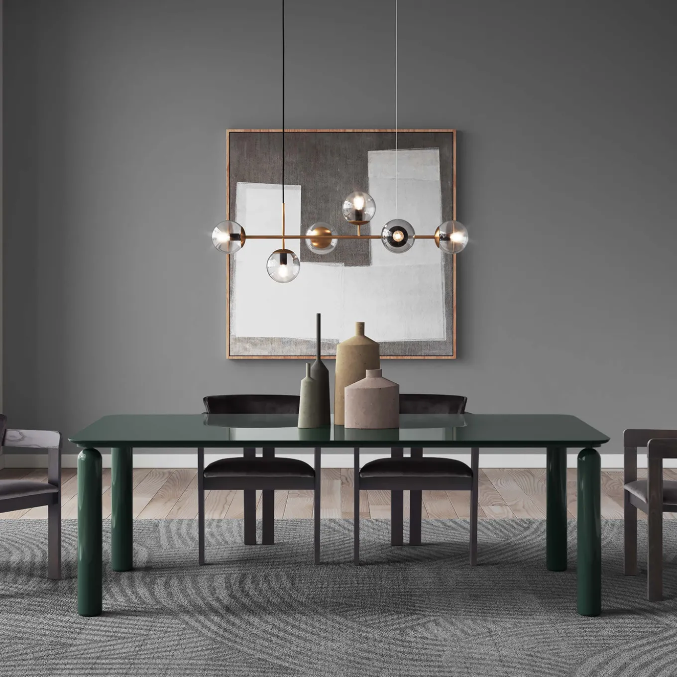 Gio Green Walnut Wood Dining Table by Norberto Delfinetti