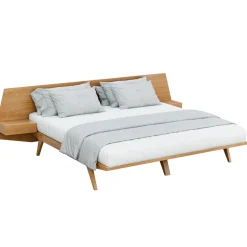 GIO' Solid Cherry Wood Bed with Built-in Nightstands