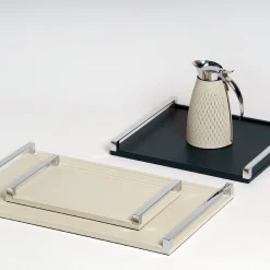 Giove Small Ivory Leather Tray