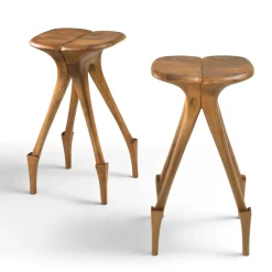 Giraffa Bar Stool in Walnut By Nigel Coates