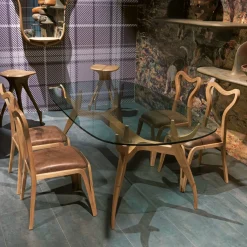 Giraffa Bar Stool in Walnut By Nigel Coates