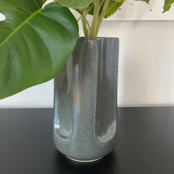 Giuseppe Cenere Glossy Gray Glazed Ceramic Vase