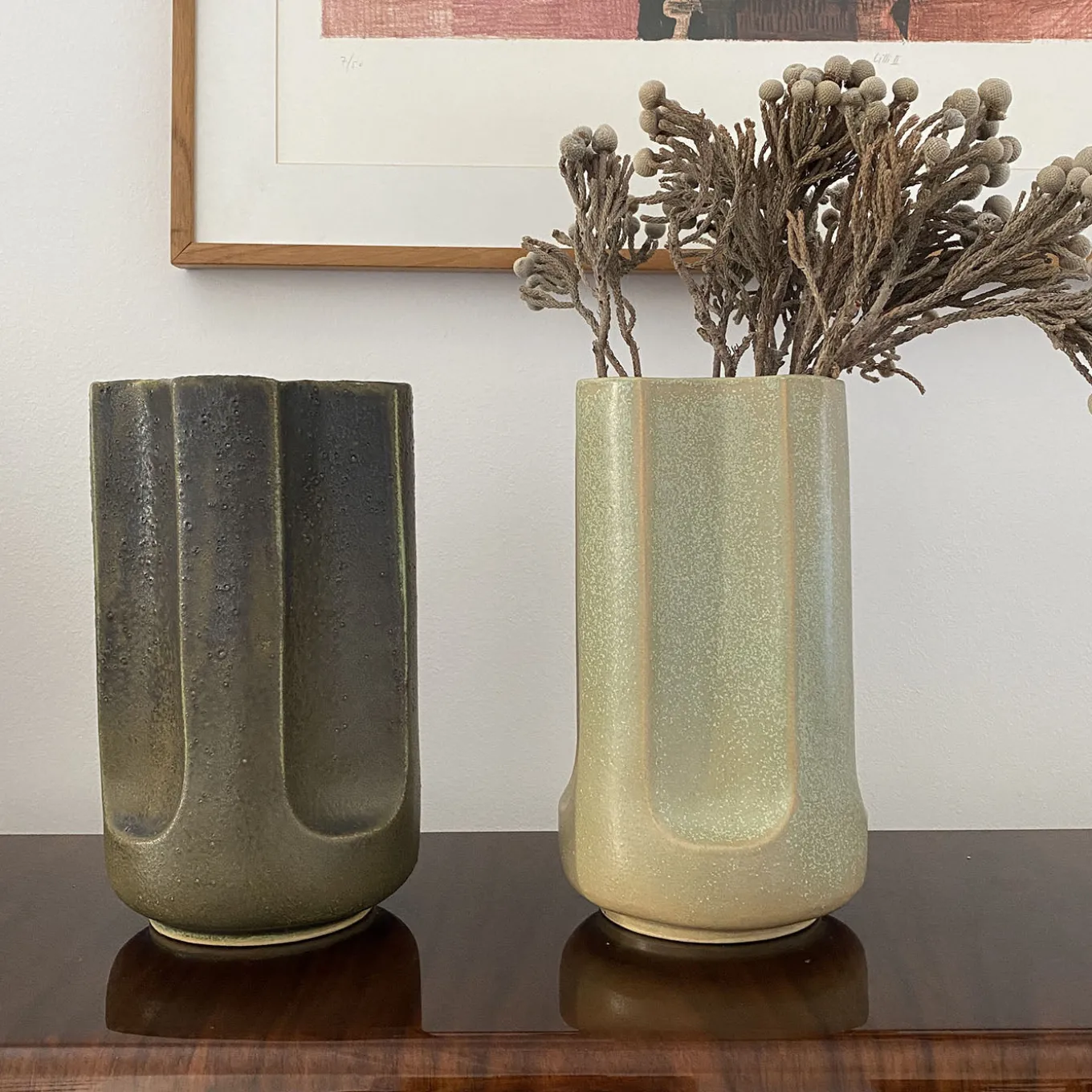 Giuseppe Musgo Gray Glazed Ceramic Vase