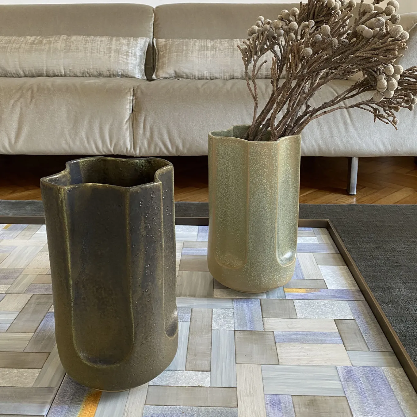 Giuseppe Musgo Gray Glazed Ceramic Vase