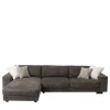 Glam brown leather sofa with chaise longue