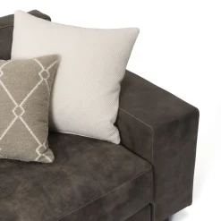 Glam brown leather sofa with chaise longue