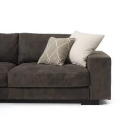 Glam brown leather sofa with chaise longue