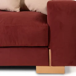 Glam red sofa with chaise longue