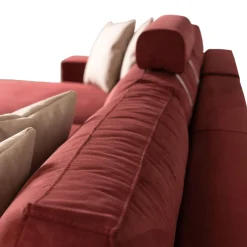 Glam red sofa with chaise longue