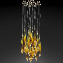 Glass Fall 14 Leaves Chandelier