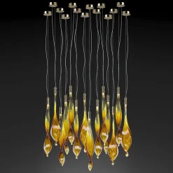 Glass Fall 15 Leaves Chandelier