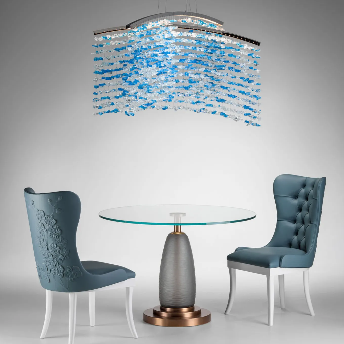 Glass Table with Circular Glass Top