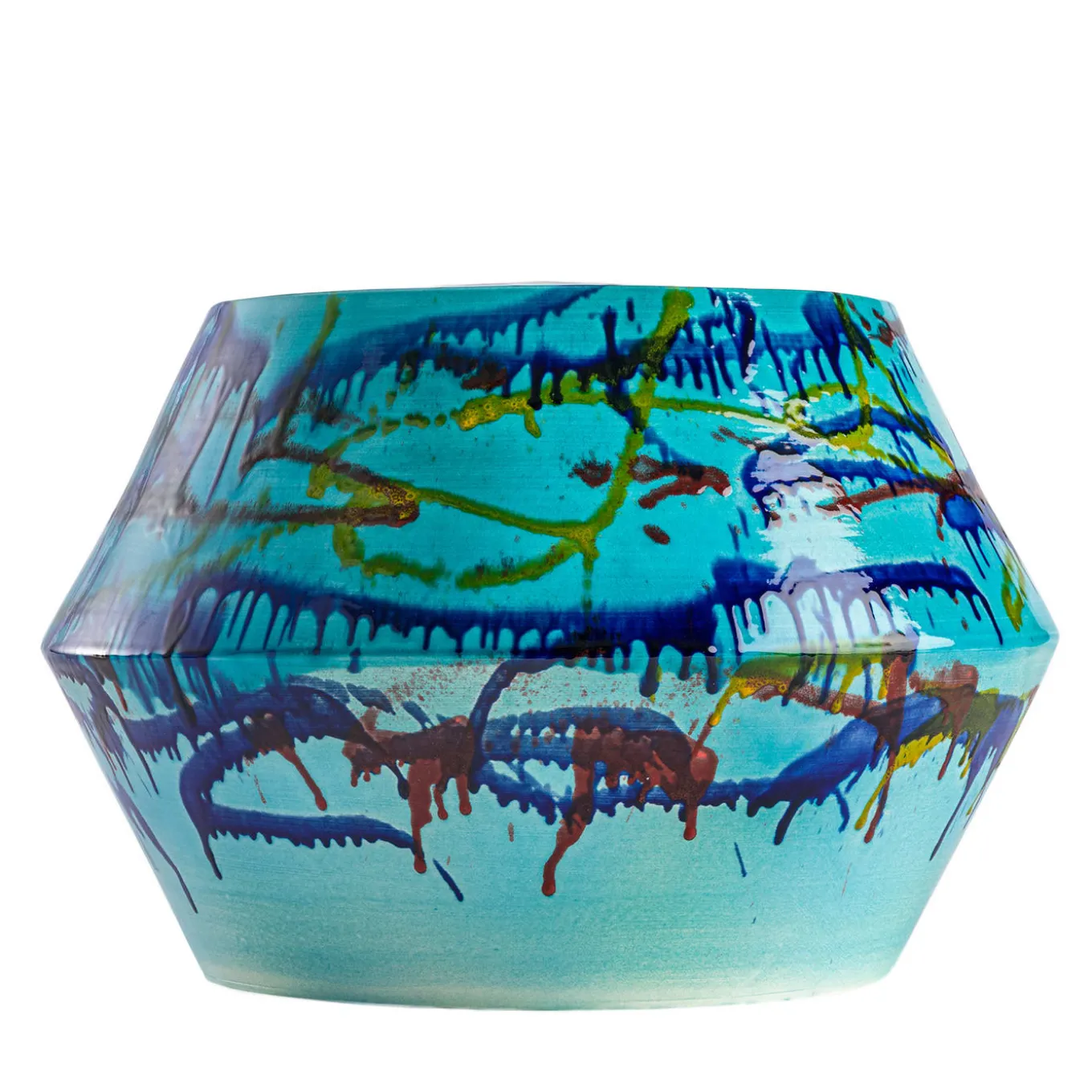 Glossy Dripping Geometric Decor Ceramic Table