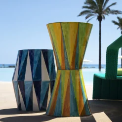 Glossy Multicolor Rhombus Pattern Decor Ceramic Table