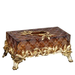 Gold and Amber Crystal Tissue Box Holder