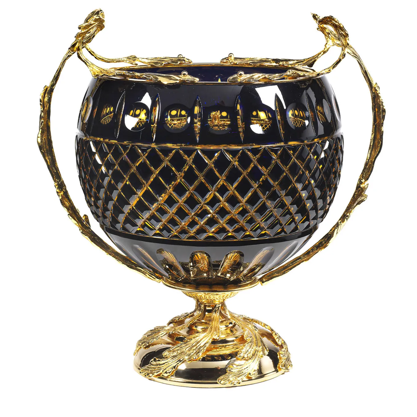 Gold and Blue/Amber Crystal Champagne Bucket