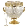 Gold and Crystal Champagne Bucket with 6 Crystal Flutes