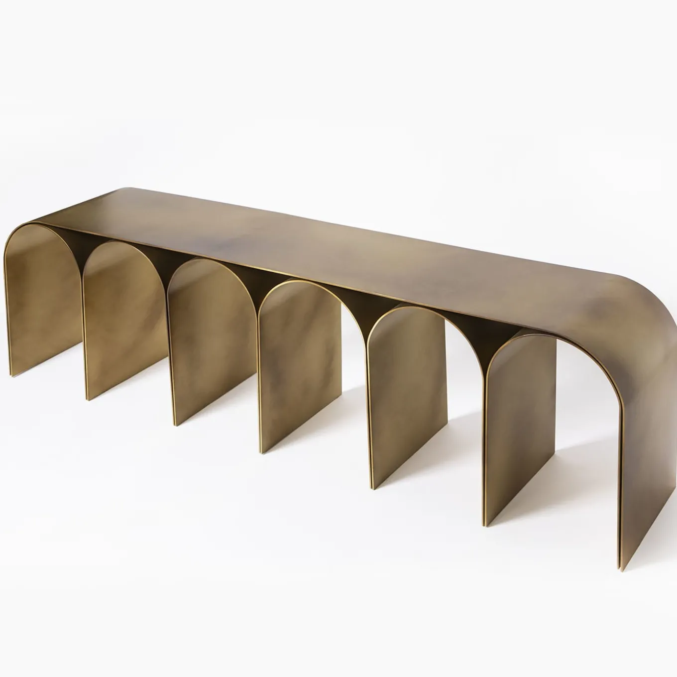 Gold Arch Bronze Steel Bench