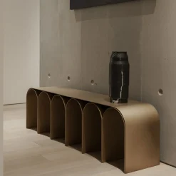 Gold Arch Bronze Steel Bench