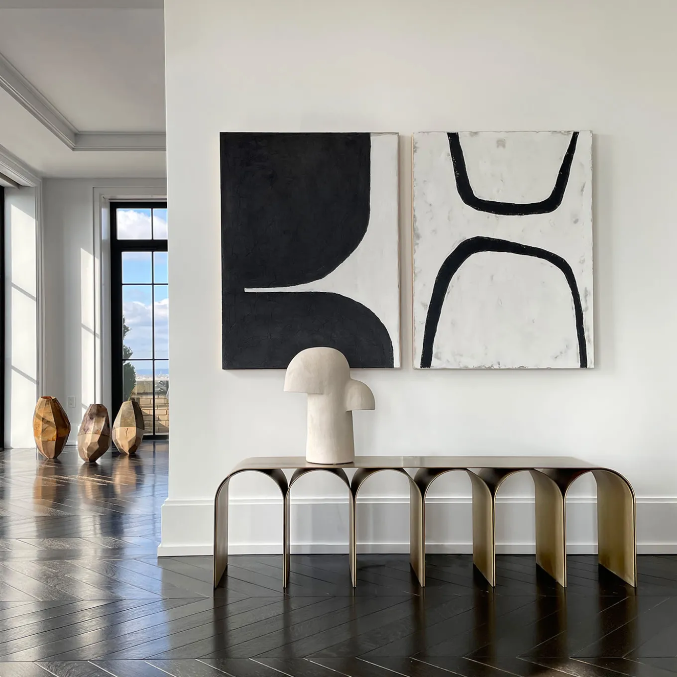 Gold Arch Bronze Steel Bench