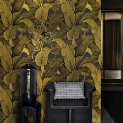 Gold Banana Leaves Wallpaper