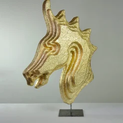 Gold Head Horse Golden Sculpture