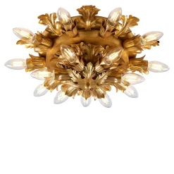 Gold Leaf Metal 15-light Ceiling Lamp