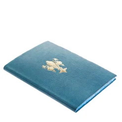 Gold Lily Blue Leather Notebook
