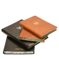 Gold Lily Red Leather Notebook