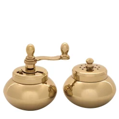 Gold Plated Brass Pepper Mill And Salt Shaker